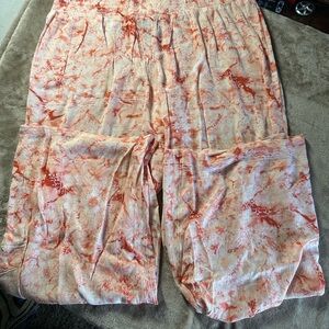 JM Collection Plus Wide Leg Pants in Orange and Cream